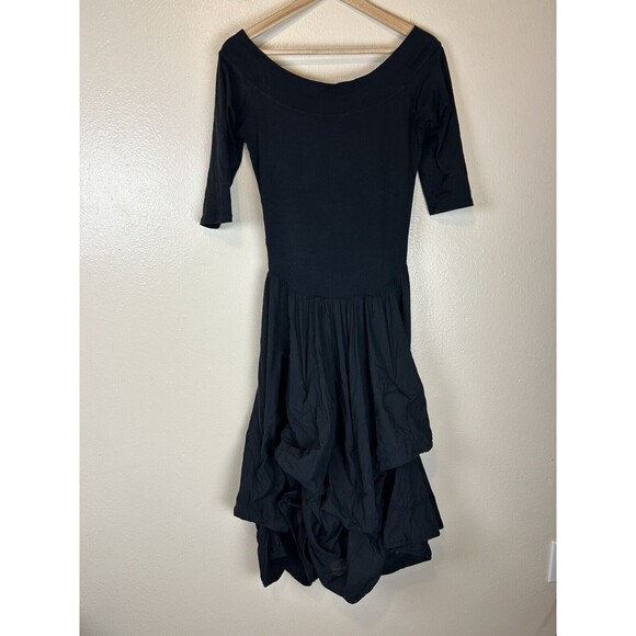 Luna Luz S Black Dress Belleza Bubble Lantern Gathered Goth Witchy Tie Parachute - Picture 4 of 5